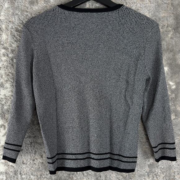 Grace Knitwear Size S Casual V Neck Cardigan Sweater Gray Long Sleeve Button - Picture 4 of 8